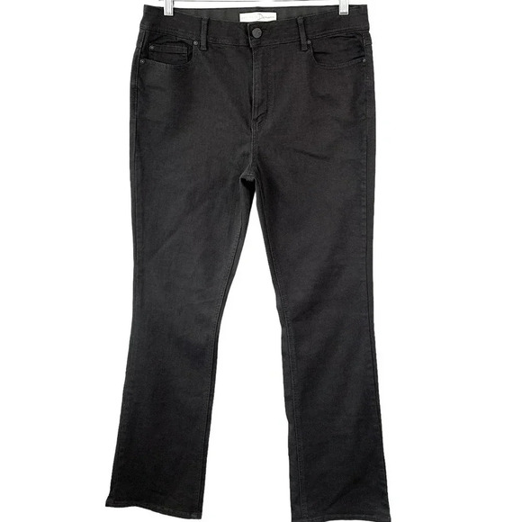 C Est 1946 Classic Black Denim Jeans Size 14 Straight Leg High Waist Stretch W35 - Picture 2 of 16